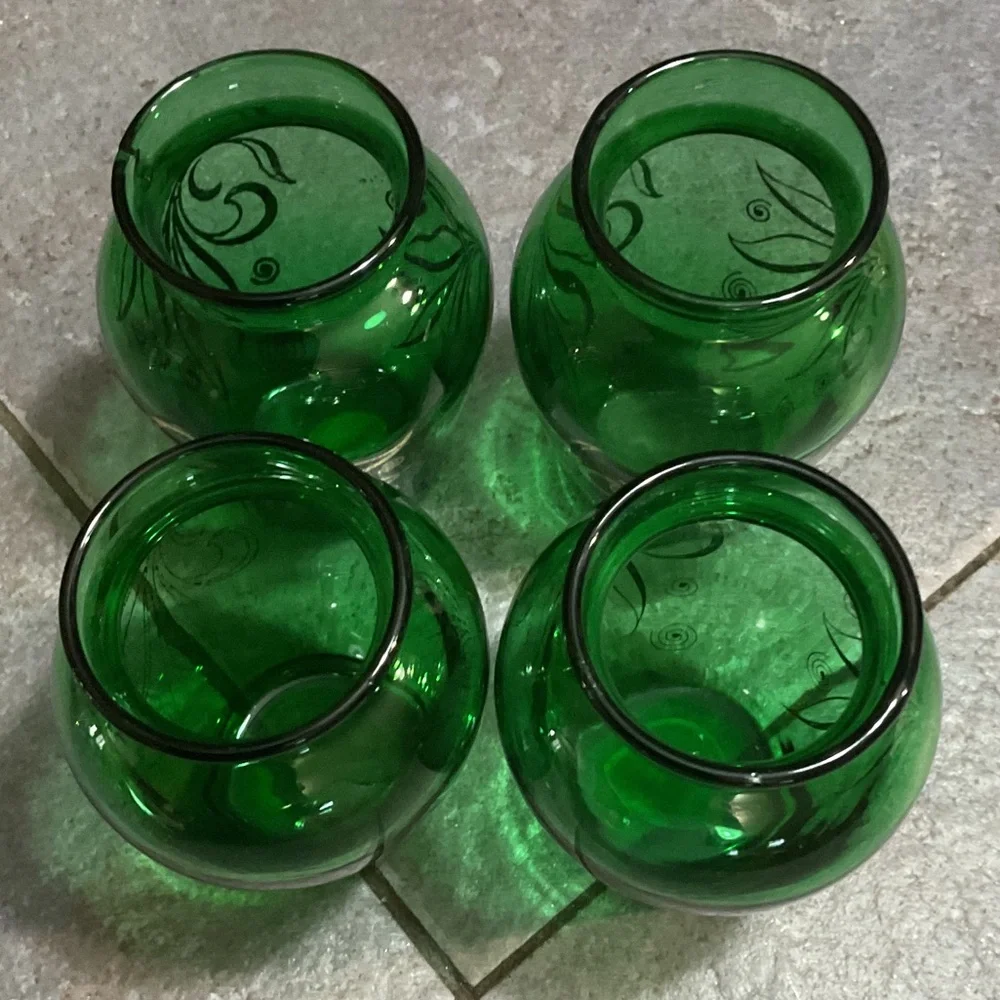 Elegant Green Glass Vases Set Bud vases